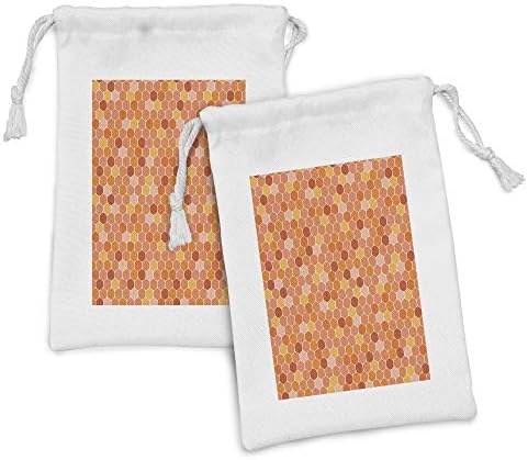 Сет на торбичка за ткаенини од пчела Амбесон од 2, пиксели инспирирана од хексагон текстура со саќе со градиентски портокалови