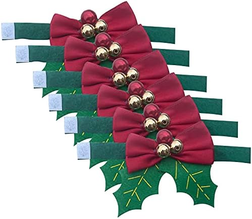 Ванерксин сет од 6 држачи за црвена салфетка Божиќна bellвонче прстени за крпа за салфетка за Божиќна трпезарија, свадба, благодарност,